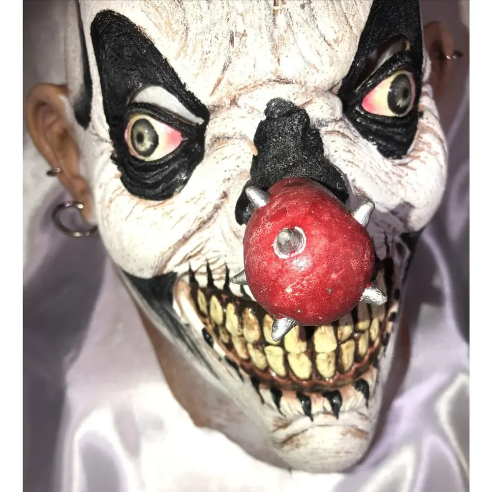 Mask Clown Scary Halloween Creepy Punk Mohawk Nose Spikes Earring Piercings